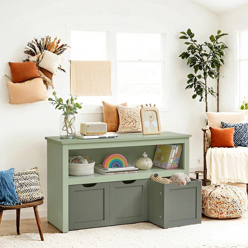 Kids Toy Storage Cabinet with Wheels and 3 Spacious Drawers for Bedroom by Vasagle