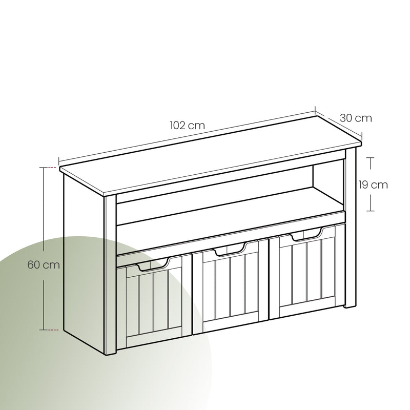 Kids Toy Storage Cabinet with Wheels and 3 Spacious Drawers for Bedroom by Vasagle