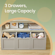 Kids Toy Storage Cabinet with Wheels and 3 Drawers for Playroom Organisation by Vasagle