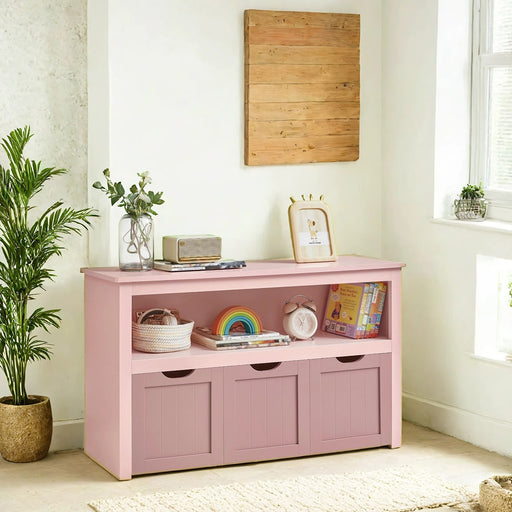 Kids Toy Storage Cabinet with Wheels and 3 Spacious Drawers for Bedroom by Vasagle