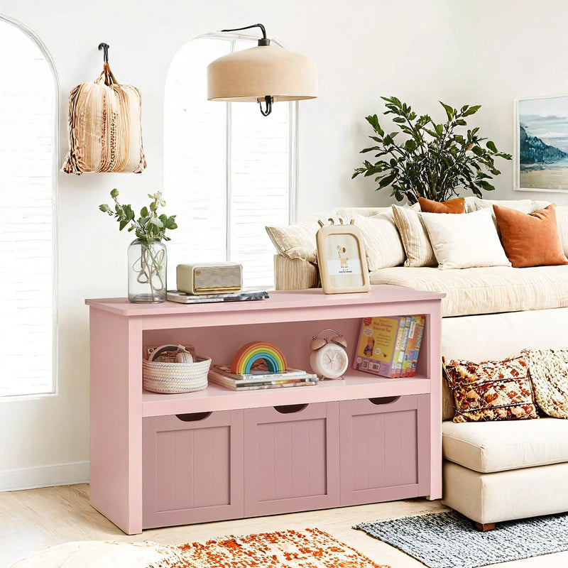 Kids Toy Storage Cabinet with Wheels and 3 Spacious Drawers for Bedroom by Vasagle