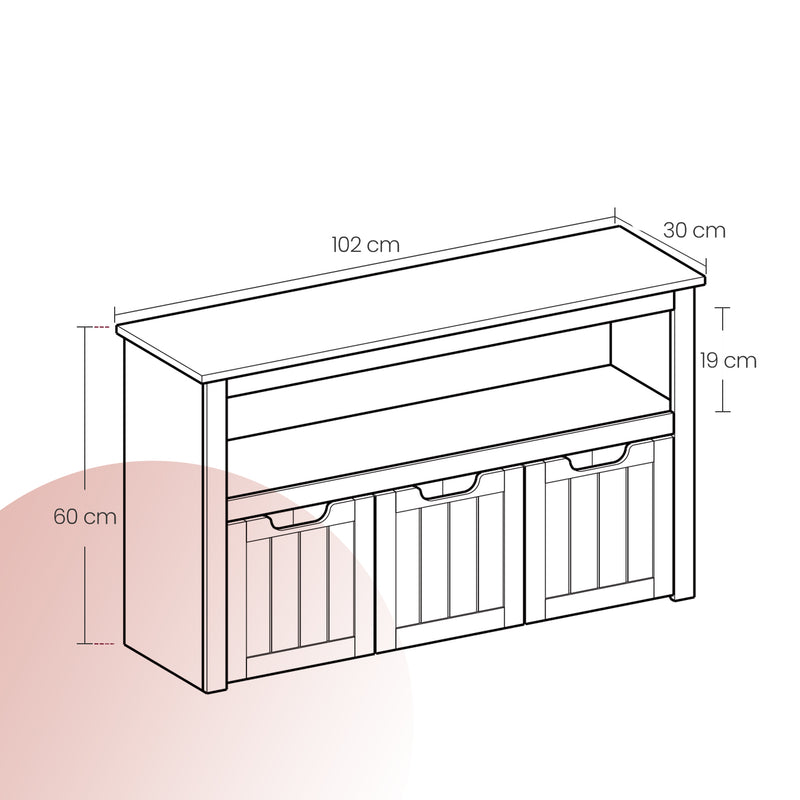 Kids Toy Storage Cabinet with Wheels and 3 Spacious Drawers for Bedroom by Vasagle