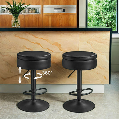 Adjustable Swivel Bar Stool with Storage and Stitched Synthetic Leather Seat by Vasagle