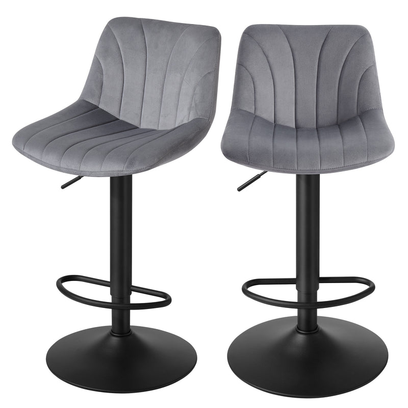 Set of 2 Swivel Adjustable Bar Stools with Backrests and Footrest Support by Vasagle VASAGLE
