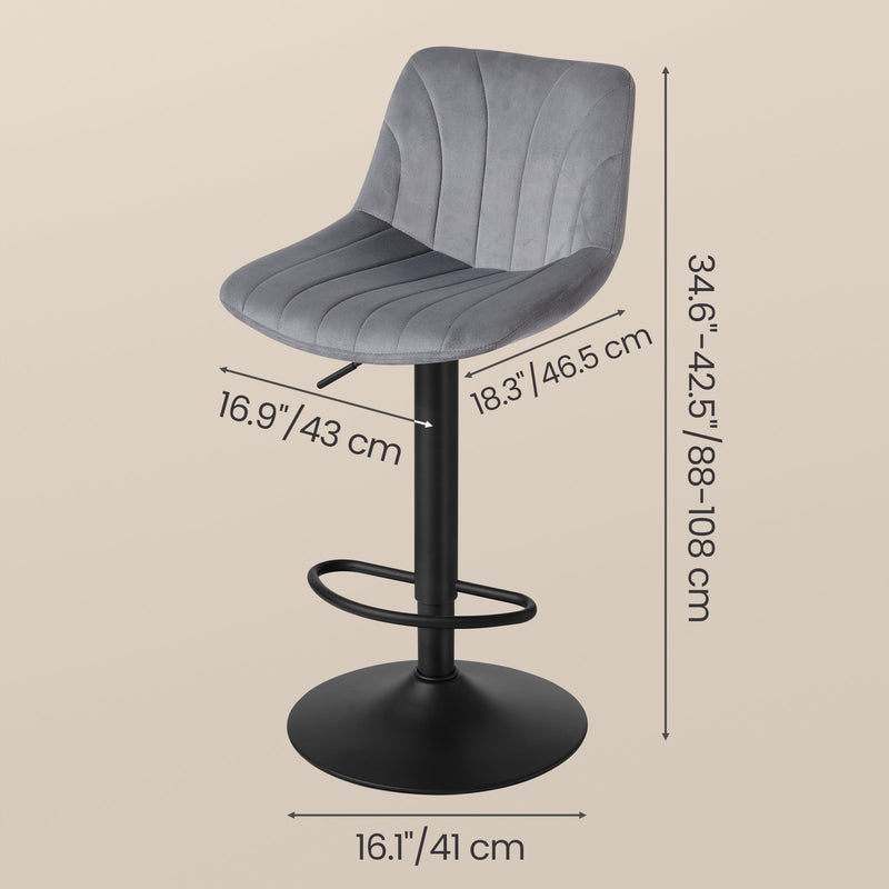 Set of 2 Swivel Adjustable Bar Stools with Backrests and Footrest Support by Vasagle VASAGLE