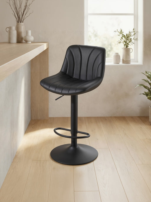 Vasagle Set of 2 Adjustable Swivel Bar Stools with Backrests and Footrest Black PU Leather VASAGLE