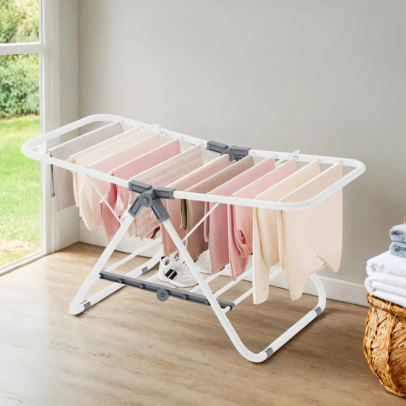 Foldable Two Tier Clothes Drying Rack Space Saving Laundry Airer for Indoor Use by Songmics