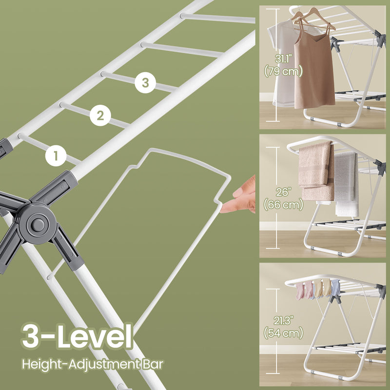 Foldable Two Tier Clothes Drying Rack Space Saving Laundry Airer for Indoor Use by Songmics