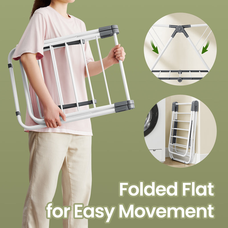 Foldable Two Tier Clothes Drying Rack Space Saving Laundry Airer for Indoor Use by Songmics