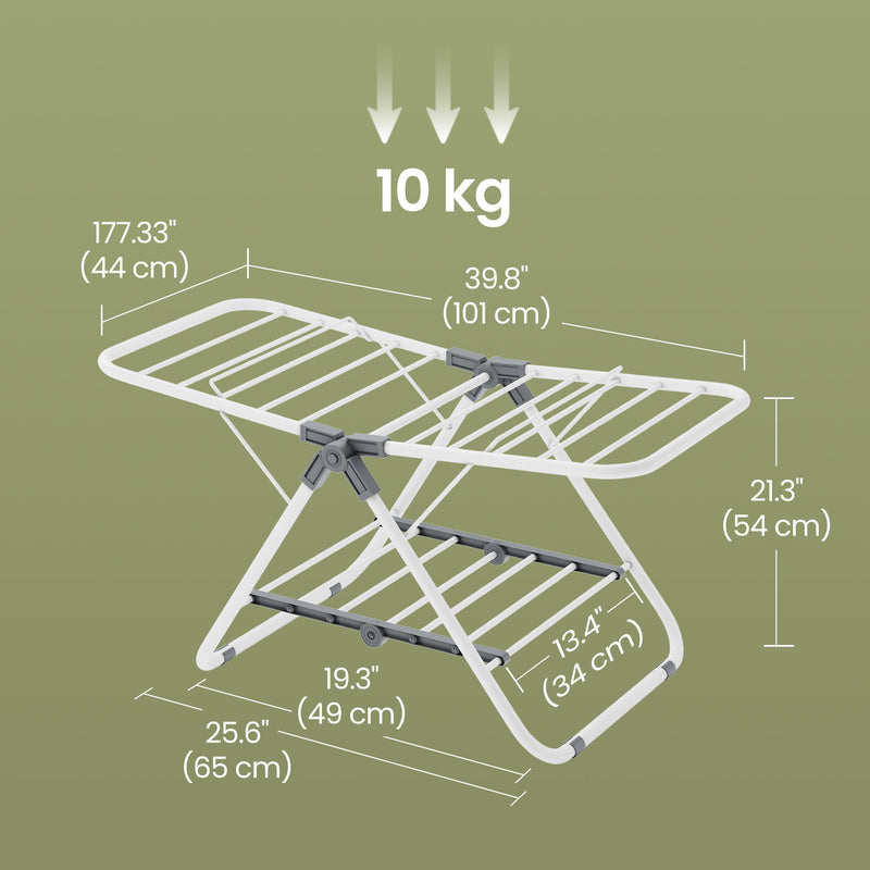 Foldable Two Tier Clothes Drying Rack Space Saving Laundry Airer for Indoor Use by Songmics