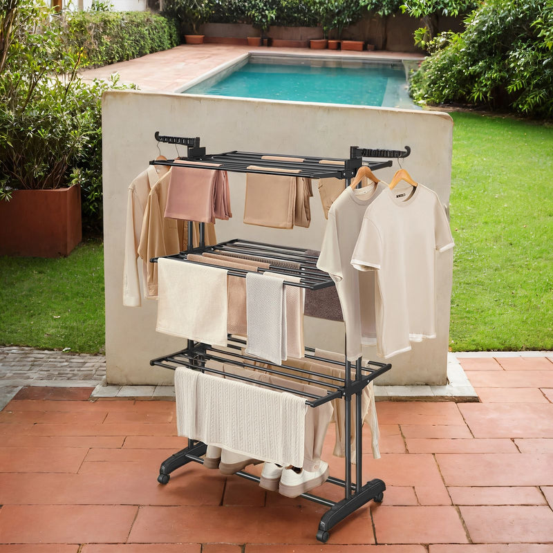 Tall Foldable Clothes Drying Rack Stainless Steel 68 Inch for Indoor Outdoor Use by Songmics