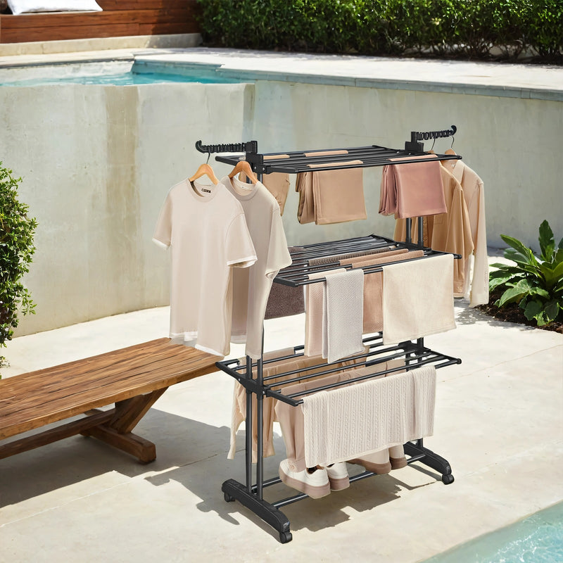 Tall Foldable Clothes Drying Rack Stainless Steel 68 Inch for Indoor Outdoor Use by Songmics