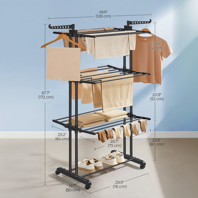 Tall Foldable Clothes Drying Rack Stainless Steel 68 Inch for Indoor Outdoor Use by Songmics