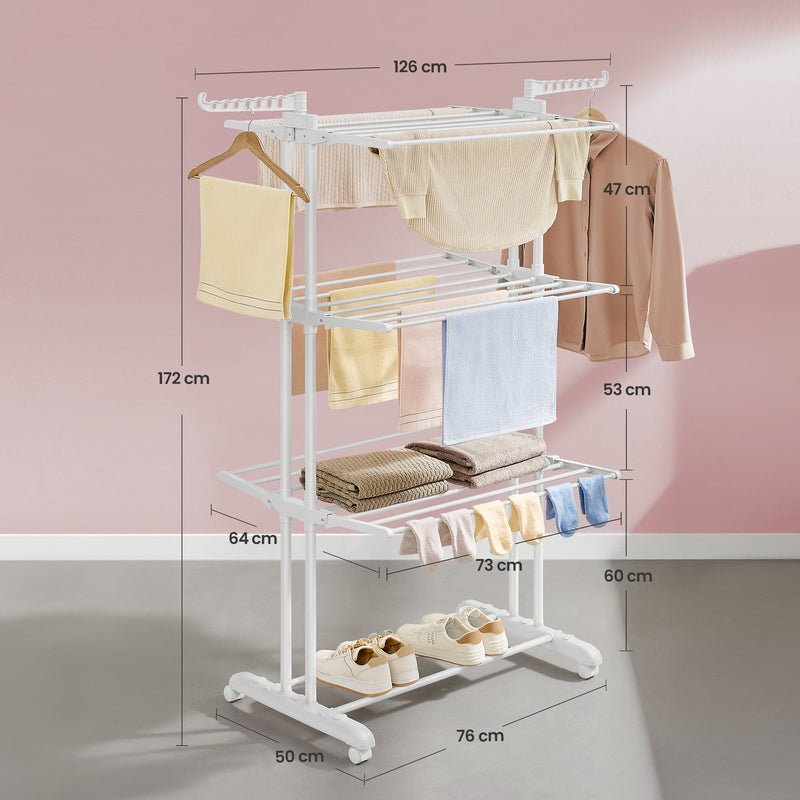 Tall Foldable Clothes Drying Rack Stainless Steel 68 Inch Indoor Outdoor Use by Songmics