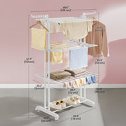 Tall Foldable Clothes Drying Rack Stainless Steel 68 Inch Indoor Outdoor Use by Songmics