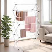 Foldable Steel Clothes Drying Rack with Adjustable Wings for Indoor Laundry by Songmics