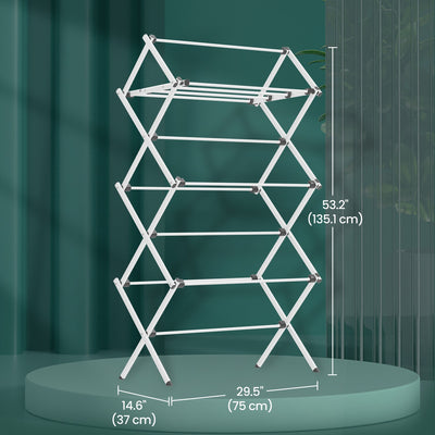 Foldable Steel Clothes Drying Rack with Adjustable Wings for Indoor Laundry by Songmics
