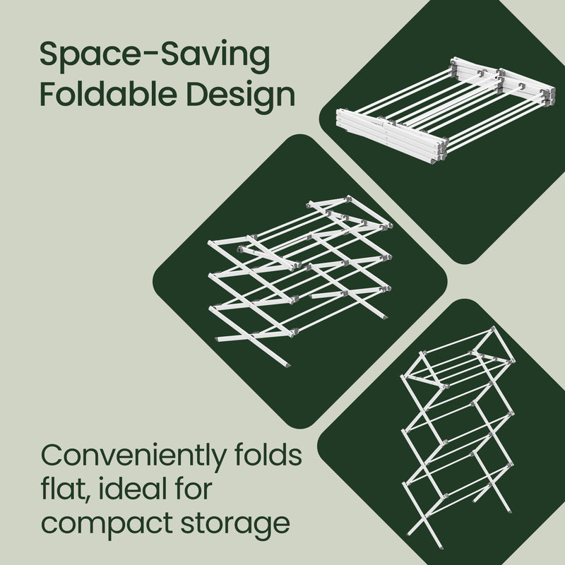 Foldable Steel Clothes Drying Rack with Adjustable Wings for Indoor Laundry by Songmics