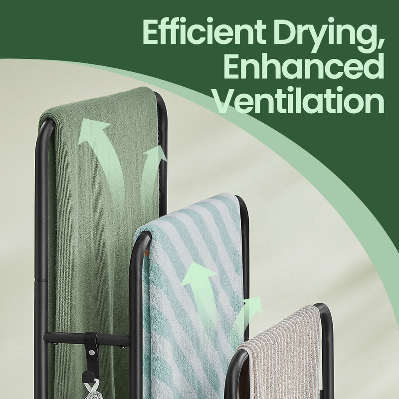 Freestanding Towel Rack with 3 Tiers and Storage Shelf for Bathroom or Bedroom by Songmics