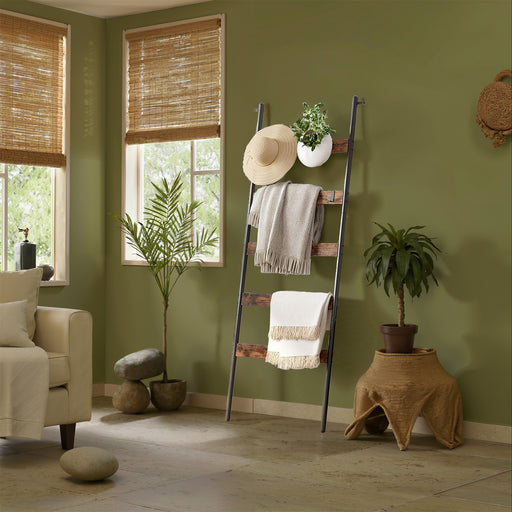 5 Tier Wall Leaning Blanket Ladder Shelf and Towel Rack 25.6 Inches Wide by Vasagle