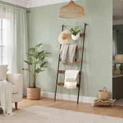 5 Tier Wall Leaning Blanket Ladder Shelf and Towel Rack 25.6 Inches Wide by Vasagle