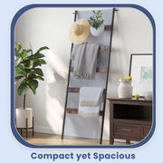 5 Tier Wall Leaning Blanket Ladder Shelf and Towel Rack 25.6 Inches Wide by Vasagle