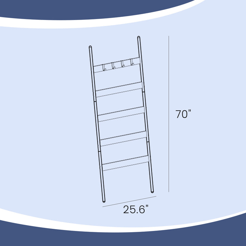 5 Tier Wall Leaning Blanket Ladder Shelf and Towel Rack 25.6 Inches Wide by Vasagle