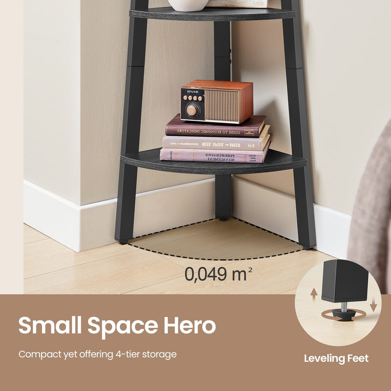 4 Tier Corner Bookshelf with Steel Frame for Living Room or Office Storage by Vasagle