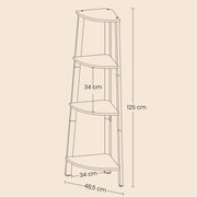 4 Tier Corner Bookshelf with Steel Frame for Living Room or Office Storage by Vasagle