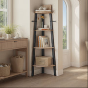 4 Tier Corner Bookshelf with Storage Shelves and Sturdy Steel Frame by Vasagle