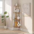 4 Tier Corner Shelf Unit with Steel Frame for Bedroom or Living Room Storage by Vasagle