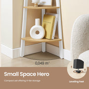 4 Tier Corner Shelf Unit with Steel Frame for Bedroom or Living Room Storage by Vasagle