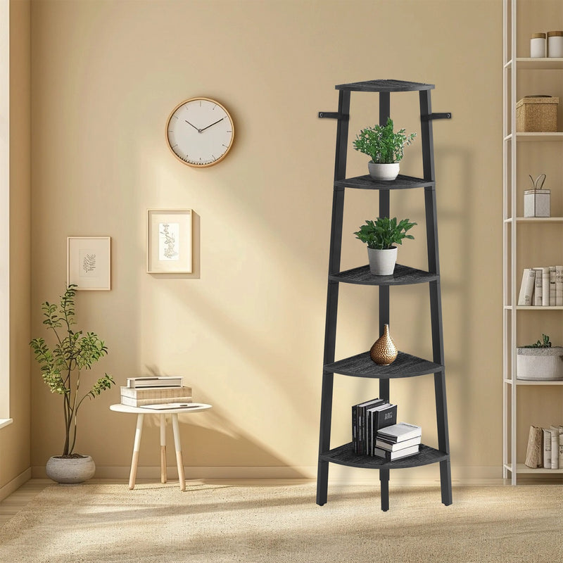 5 Tier Corner Ladder Shelf for Living Room Space Saving Display Unit by Vasagle