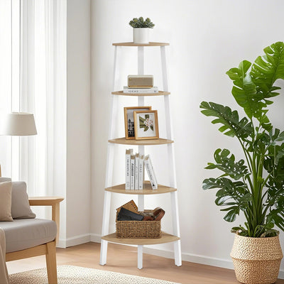 5 Tier Corner Ladder Shelf Unit for Living Room or Bedroom Storage by Vasagle