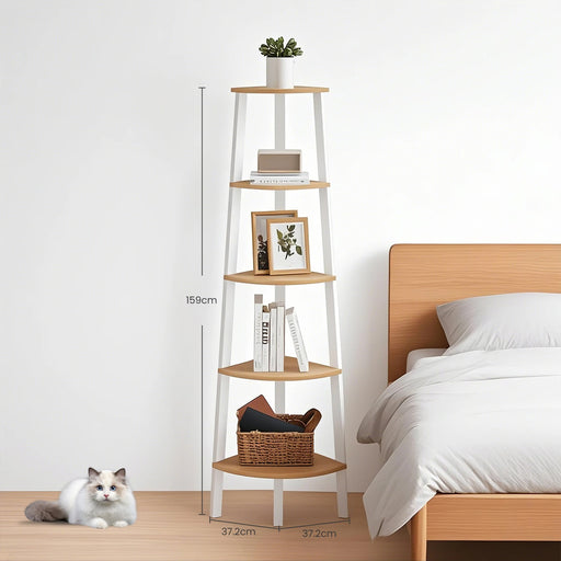 5 Tier Corner Ladder Shelf Unit for Living Room or Bedroom Storage by Vasagle