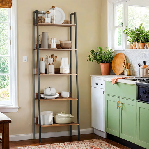 5 Tier Ladder Bookcase Slim Open Shelf for Living Room Bedroom or Study by Vasagle