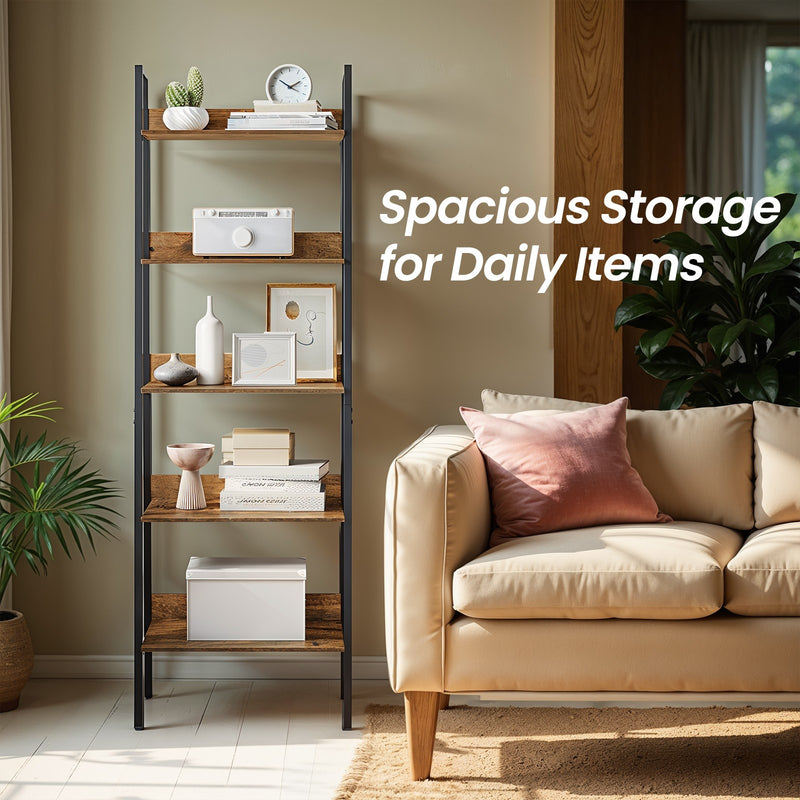 5 Tier Ladder Bookcase Slim Open Shelf for Living Room Bedroom or Study by Vasagle