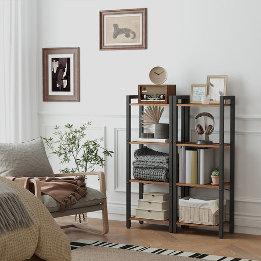 Tall 4 Tier Narrow Bookshelf Slim Bookcase for Small Spaces and Living Room by Vasagle