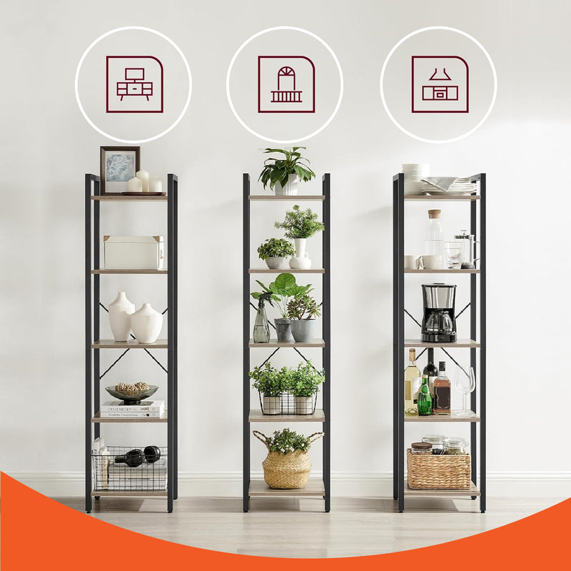 5 Tier Freestanding Storage Shelf Bookcase for Home Office or Living Room by Vasagle