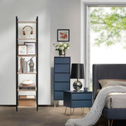 Tall 6 Tier Narrow Bookshelf with Steel Frame for Small Spaces and Living Room by Vasagle