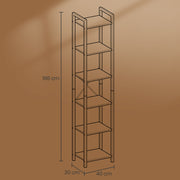 Tall 6 Tier Narrow Bookcase with Steel Frame Ideal for Small Spaces by Vasagle