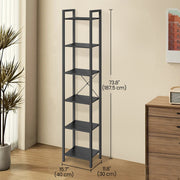 6 Tier Narrow Tall Bookshelf Space Saving Skinny Bookcase for Living Room by Vasagle