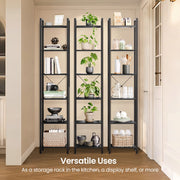 6 Tier Narrow Tall Bookshelf Space Saving Skinny Bookcase for Living Room by Vasagle