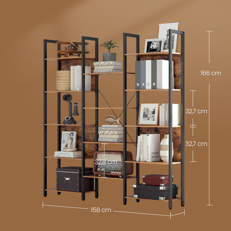 5 Tier Bookcase with 14 Open Shelves and Sturdy Metal Frame for Home Office by Vasagle