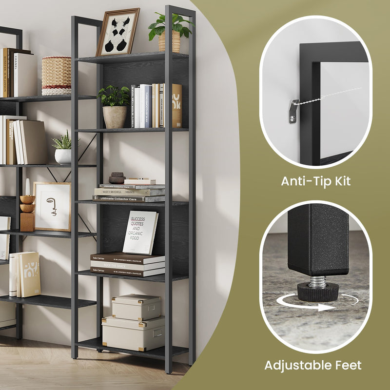 5 Tier Bookcase with 14 Open Shelves and Sturdy Metal Frame for Home Office by Vasagle