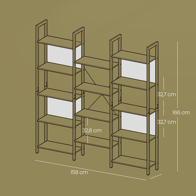5 Tier Bookcase with 14 Open Shelves and Sturdy Metal Frame for Home Office by Vasagle