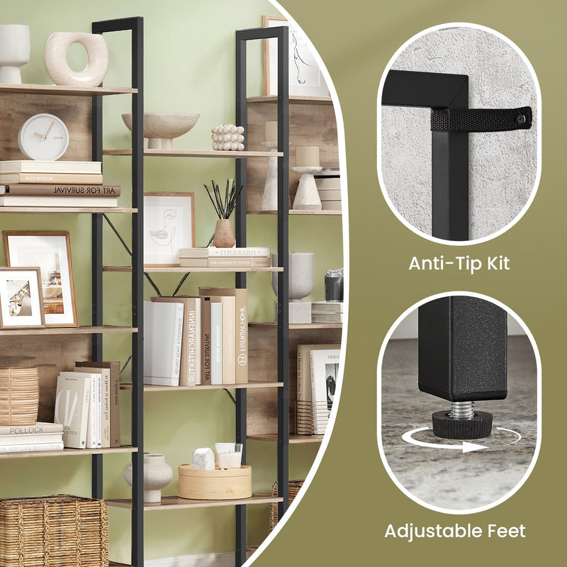 5 Tier Bookshelf with 14 Open Shelves and Sturdy Metal Frame for Home Office by Vasagle