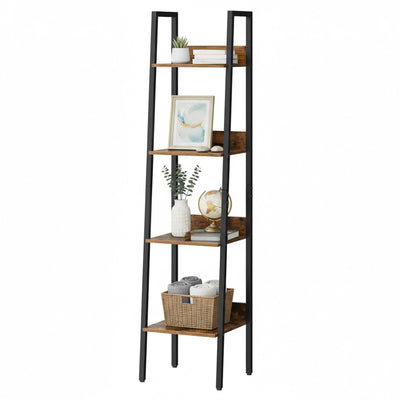 Vasagle Narrow 4 Tier Ladder Bookcase Shelf with Storage for Bedroom or Living Room 34x30x140cm VASAGLE
