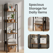 Vasagle Narrow 4 Tier Ladder Bookcase Shelf with Storage for Bedroom or Living Room 34x30x140cm VASAGLE