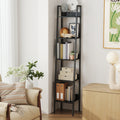 5 Tier Narrow Bookshelf Tall Storage Organiser for Small Spaces Rustic Brown by Vasagle